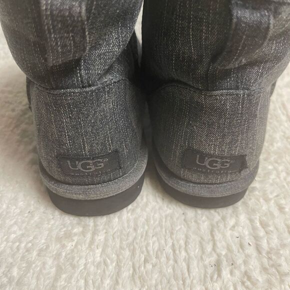 UGG  Men’s Denim Charcoal Gray slip on Ankle Boots fur lining  SZ11